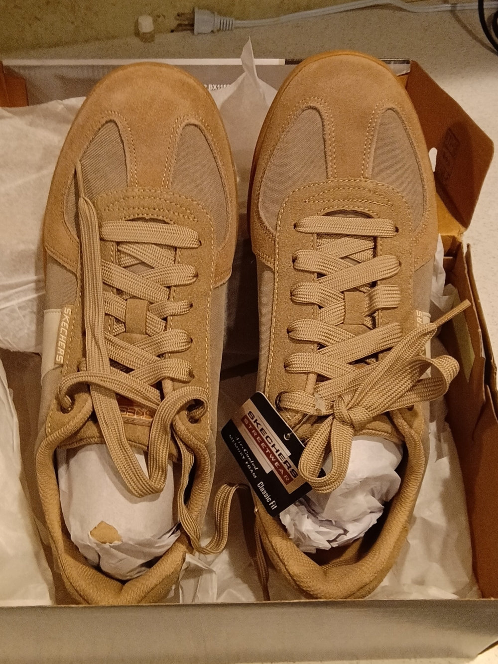 Skechers Men's Athletic Suede Lace-Up Sneakers in Tan